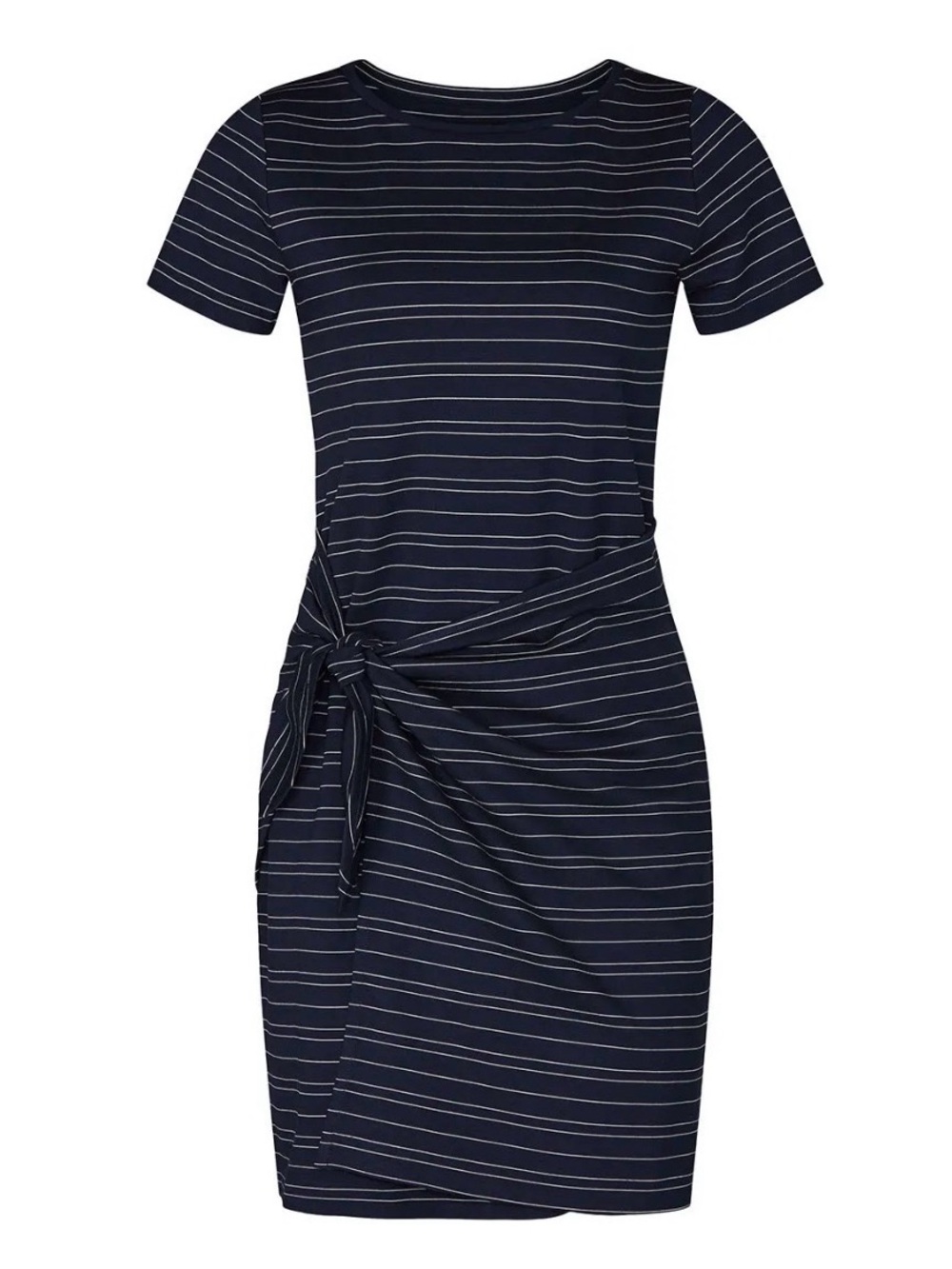 Club Monaco Tawansia Navy & White Striped Tie-Waist Short Sleeve Dress Sz Large